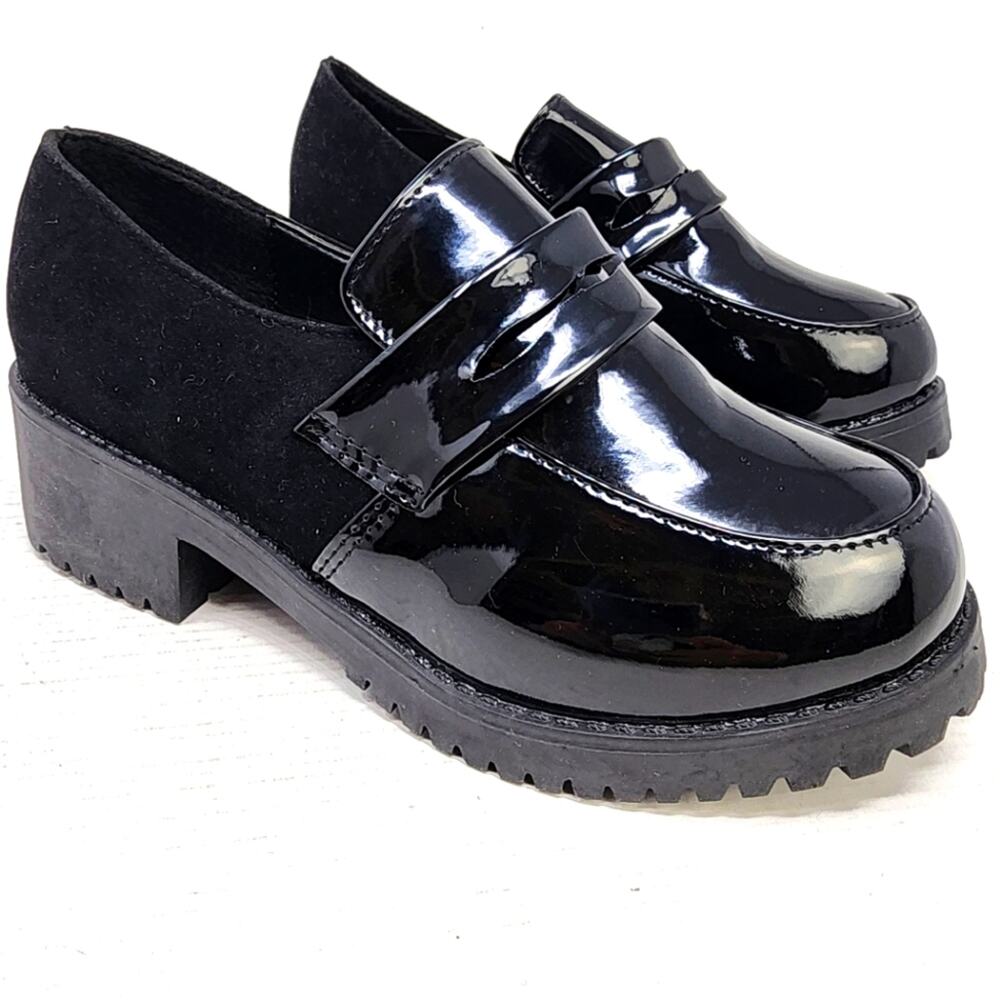 Black Lug Sole‎ Loafers Preppy Oxford Academia Goth Shoes Size 36 EU / 6 US New